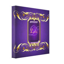 Ornate Purple Monogram Emerald Jewel Canvas Print
