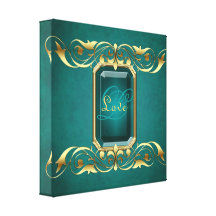 Ornate Teal Monogram Emerald Jewel Canvas Print