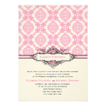 Ornate Tiles Wedding Invitation Pink
