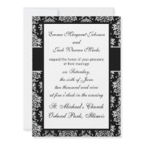 ornate white and black damask classic design invites