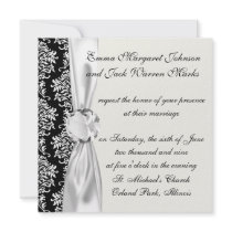ornate white and black damask classic custom announcements