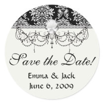 ornate white and black damask classic stickers