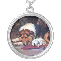 Orphan Dog with Collie Vintage Art Custom Jewelry