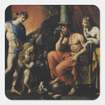 Orpheus before Pluto and Persephone Square Stickers