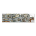 Ortelius Map Sea Monsters Bumper Sticker bumper stickers