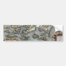 Ortelius Map Sea Monsters Bumper Sticker