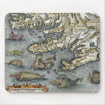 Ortelius Map Sea Monsters Mousepad