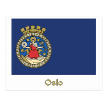Oslo flag with name post cards