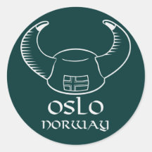 Oslo Norway Viking Hat Round Sticker