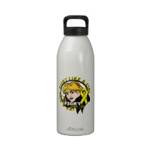Osteosarcoma Fight Like A Girl Attitude Reusable Water Bottle