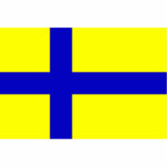 Ostergotland, Sweden flag photo sculptures