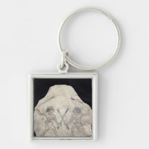 Ostrakon depicting two men fighting with key chains