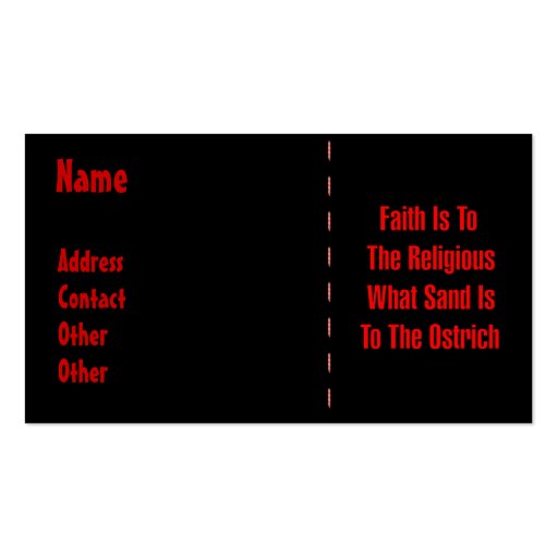 Ostrich Religion Business Cards