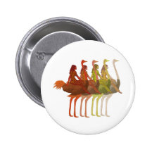 Ostrich Riding Pinback Button