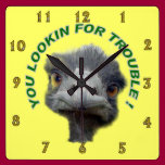 Ostrich trouble wall clocks