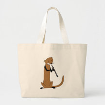 Otter Playing the Clarinet Canvas Bags