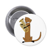 Otter Playing the Euphonium Pinback Buttons