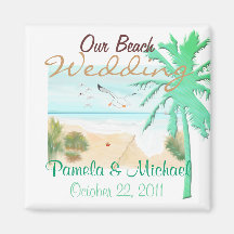 Our Beach Wedding Refrigerator Magnets