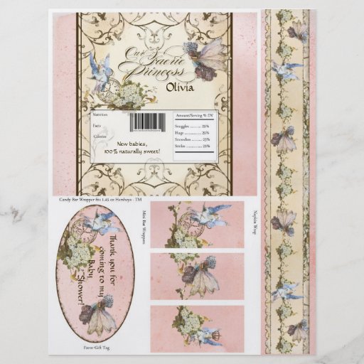 Our Faerie Princess, Baby Shower Candy Wrappers Personalized Flyer
