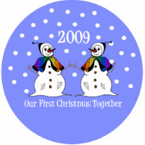 Our First Christmas Together 2009 (GLBT Snowwomen) Acrylic Cut Out
