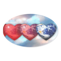 our hearts for earth oval stickers