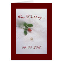 Our Wedding Pretty Red Rose and Rings Cards