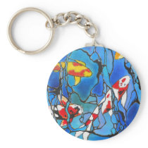 "Out Of The Blue" Koi Fish Art Painting! Key Chains