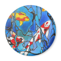 "Out Of The Blue" Koi Fish Art Painting! Fridge Magnets