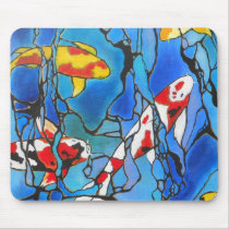 "Out Of The Blue" Koi Fish Art Painting! Mouse Pads