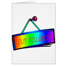 Out to lunch sign theme cards