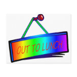 Out to lunch sign theme postcards