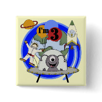 Outer Space 3rd Birthday Tshirts and Gifts Button