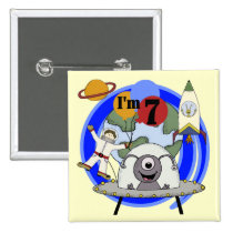 Outer Space 7th Birthday Tshirts and Gifts buttons