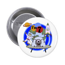 Outer Space 7th Birthday Tshirts and Gifts buttons