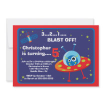 Outer Space Alien Kids Birthday Party Invitation
