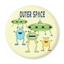Outer Space Aliens Fridge Magnet
