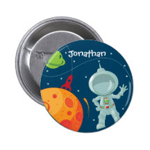 Outer Space Astronaut Birthday Favor Button