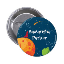 Outer Space Astronaut Birthday Favor Button