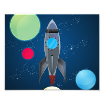 Outer Space Rocket Ship Art Photo