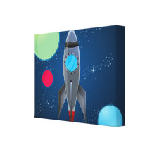 Outer Space Rocket Ship Gallery Wrapped Canvas