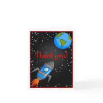 Outer Space rocket ship  thank you Note card