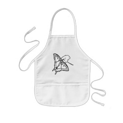 outline art - butterfly and flower colour in apron by Cherylsart