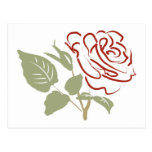 Outline of a Red Rose Postcard