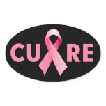 Oval Breast Cancer Cure Stickers