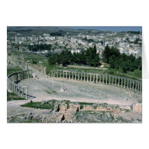 Oval piazza, ancient Decapolis city Jarash, Jordan Greeting Card