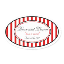 Oval Stripe Wedding Stickers