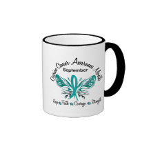 Ovarian Cancer Awareness Month Butterfly 3.2 Coffee Mugs