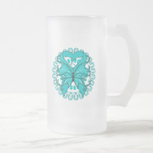 Ovarian Cancer Butterfly Circle of Ribbons Mug