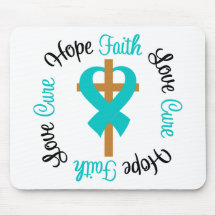 Ovarian Cancer Faith Hope Love Cross Mouse Mats