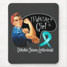 Ovarian Cancer Fight Like a Girl Rosie The Riveter Mousepads